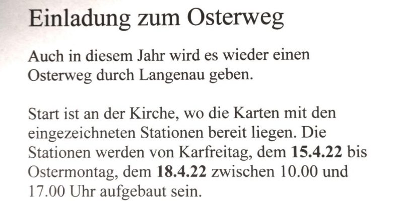 Einladung zum Osterweg